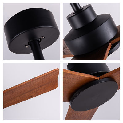 3 lame di legno Ventilatore da 52 pollici Ventilatore da soffitto in legno marrone Senza luce