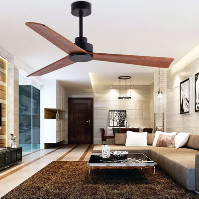 3 lame di legno Ventilatore da 52 pollici Ventilatore da soffitto in legno marrone Senza luce