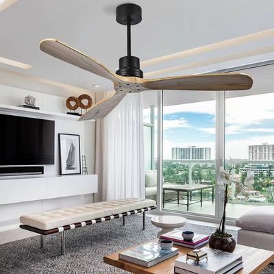 ECO 52 Ventilatore di soffitto in legno massello Ventilatore di soffitto in legno naturale con luce