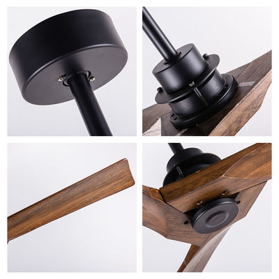 Ventilatore di soffitto in legno a 3 lame decorato con luce e telecomando
