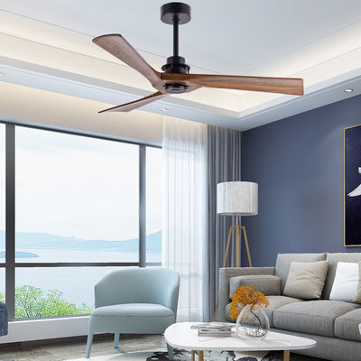 Ventilatore di soffitto in legno a 3 lame decorato con luce e telecomando