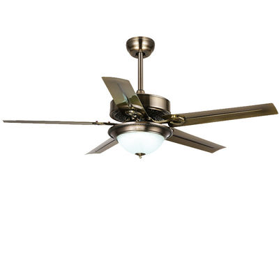 Ventilatore di soffitto moderno in stile europeo con luci a led Villa AC DC 5 lame di ferro
