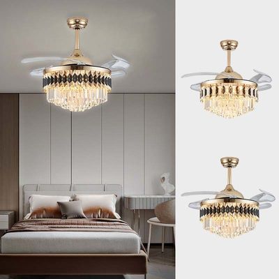 52 Ventilatore di soffitto pieghevole a corrente continua con lampadario chiaro con ventilatore nascosto
