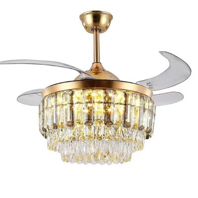 Ventilatore di soffitto pieghevole a candelabro retrattile da 52 pollici con oro chiaro
