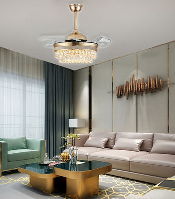 Ventilatore di soffitto pieghevole a candelabro retrattile da 52 pollici con oro chiaro