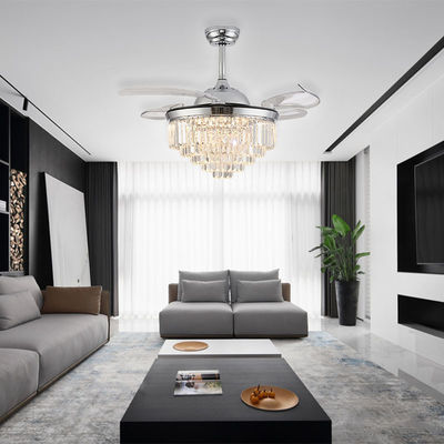 Ventilatore di soffitto pieghevole d'argento con luce per camera da letto