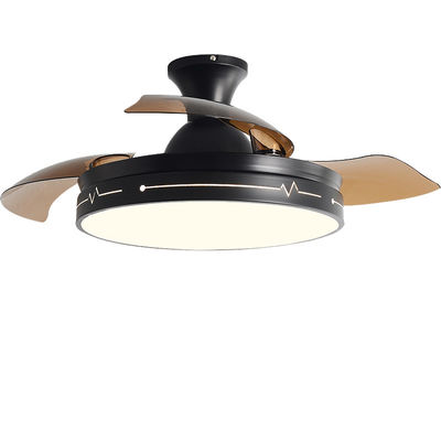 Ventilatore di soffitto pieghevole decorativo con telecomando leggero nero marrone