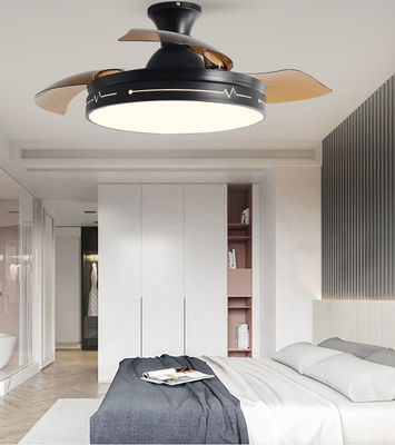 Ventilatore di soffitto pieghevole decorativo con telecomando leggero nero marrone