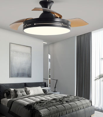 Ventilatore di soffitto pieghevole decorativo con telecomando leggero nero marrone