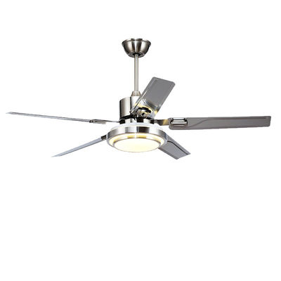 Ventilatori di soffitto a motore a corrente continua in argento da 52 pollici con luci / 5 lame ABS