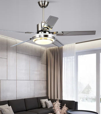 Ventilatori di soffitto a motore a corrente continua in argento da 52 pollici con luci / 5 lame ABS