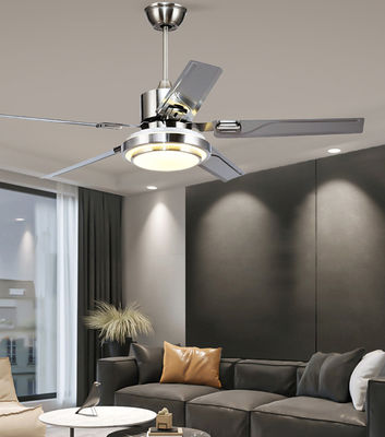 Ventilatori di soffitto a motore a corrente continua in argento da 52 pollici con luci / 5 lame ABS