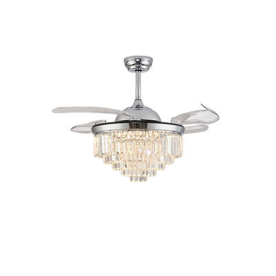 Ventilatore di soffitto a lame pieghevoli a cristallo con luce e telecomando