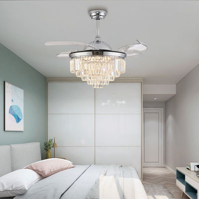 Ventilatore di soffitto a lame pieghevoli a cristallo con luce e telecomando